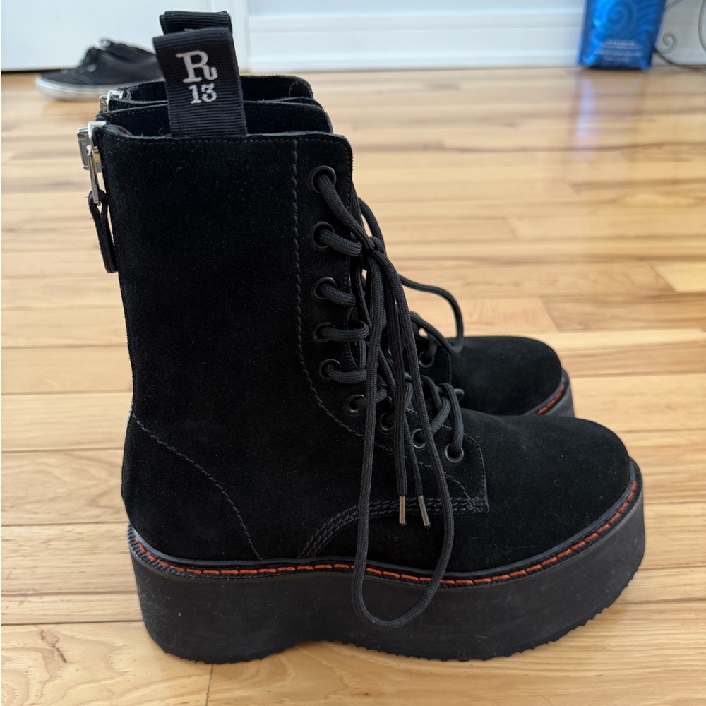 Black Platform Lace-Up Boots - Picture 4 of 9